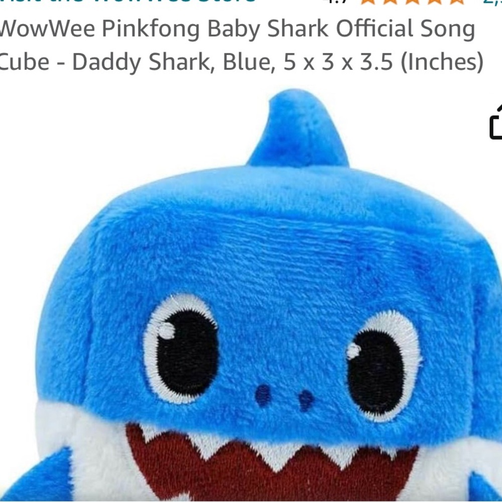 WowWee Pinkfong Baby Shark Official Song Cube - Daddy Shark,Blue, 3 x 3 x 3.5 In